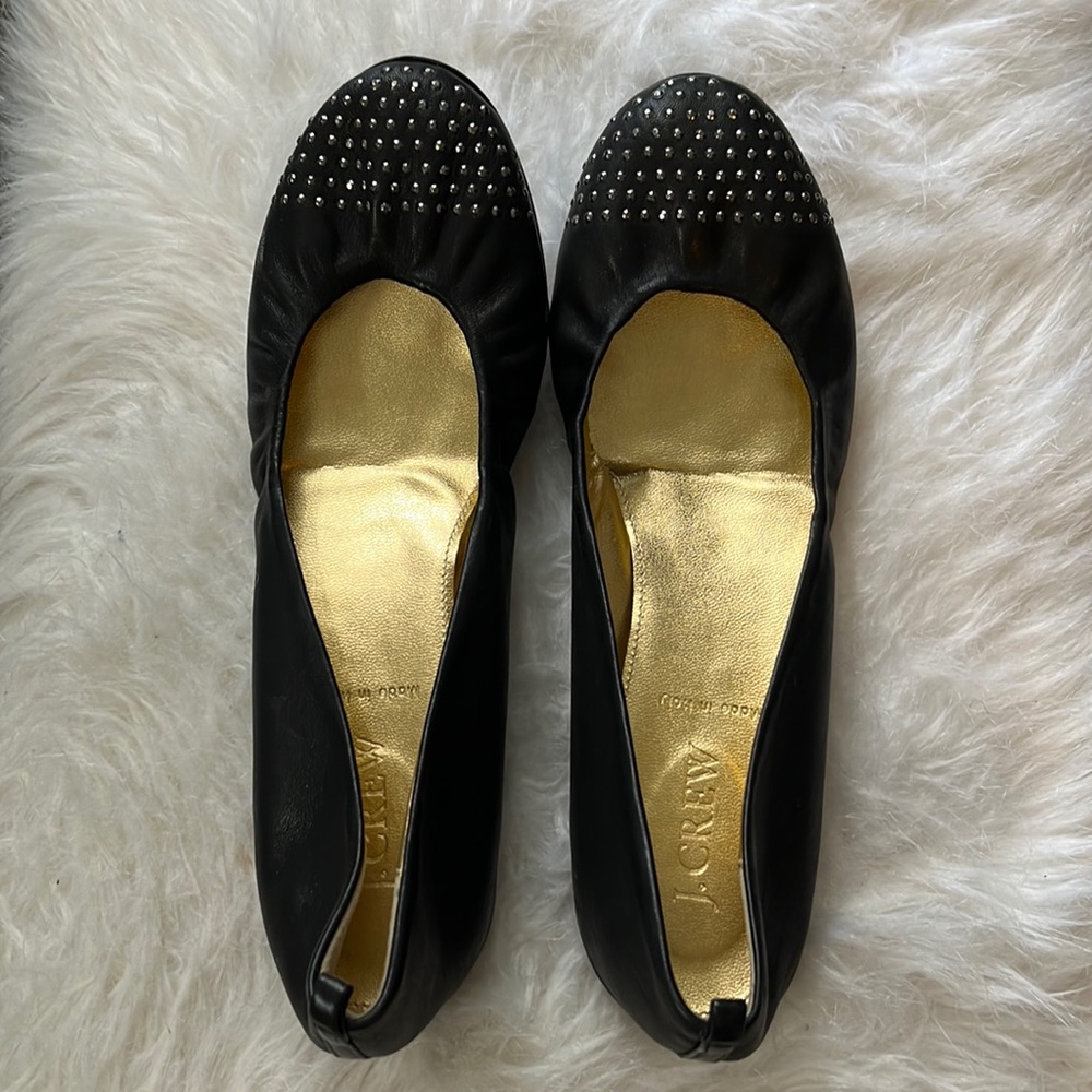 J Crew Black leather flats Size 7.5